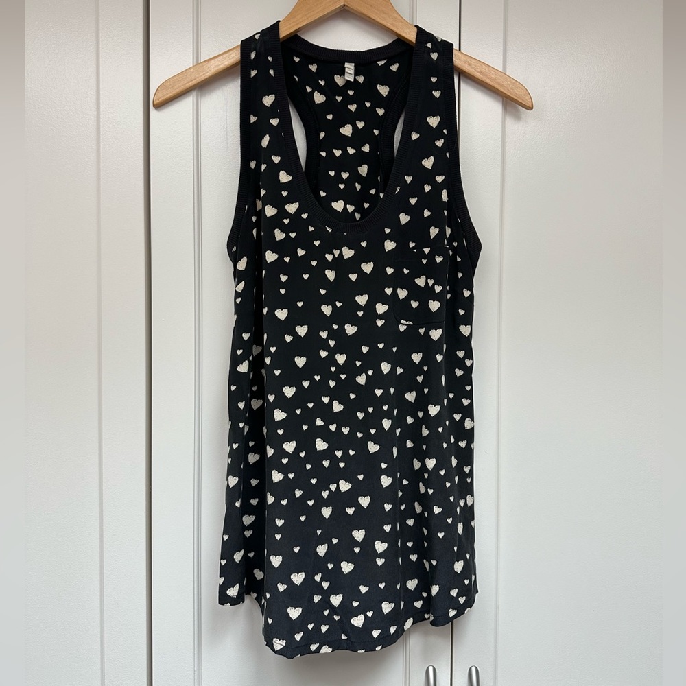 Joie black & white heart tank / Woman’s small / Silk